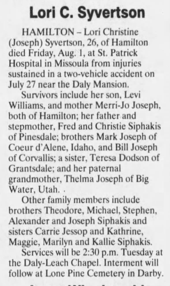 Lori Joseph Syvertson (1970-1997)